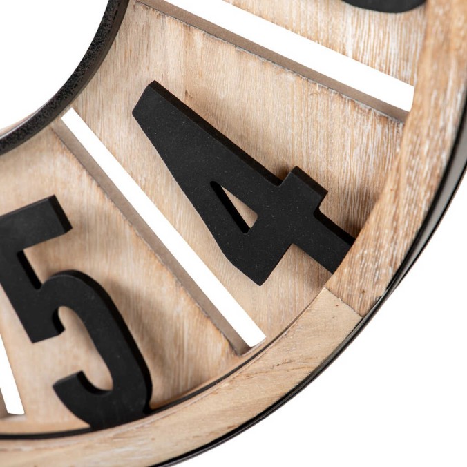 reloj pared mdf metal natural negro 60x4x60 cm