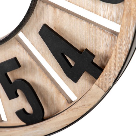 reloj pared mdf metal natural negro 60x4x60 cm