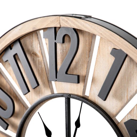 reloj pared mdf metal natural negro 60x4x60 cm