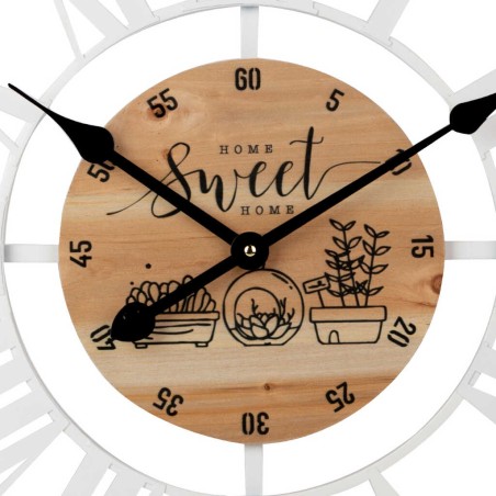 reloj pared metal madera 60x4x60 cm