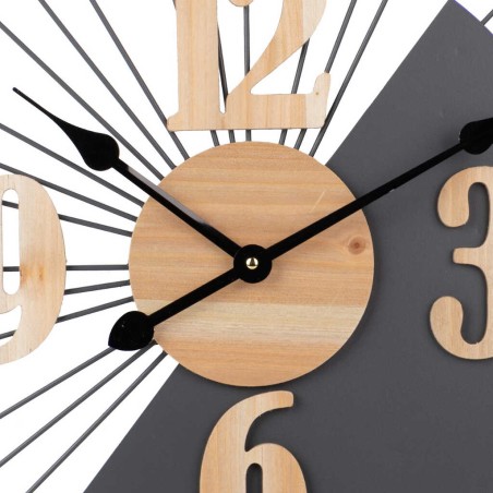 reloj pared metal madera 60x4x60 cm