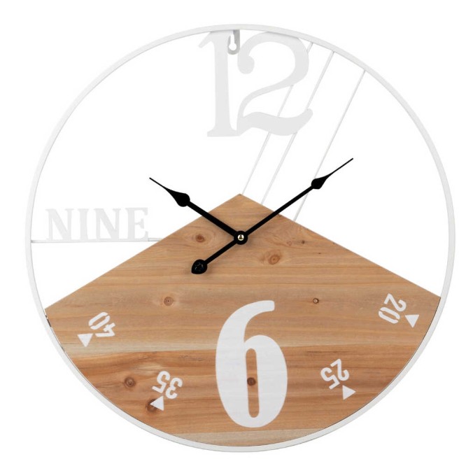 reloj pared metal madera 50x3x50 cm