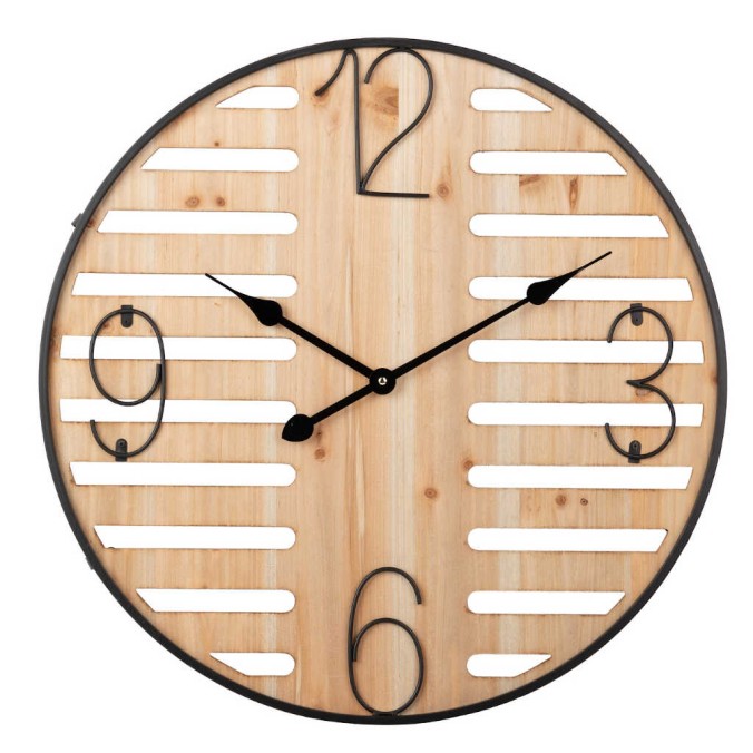reloj pared metal madera 60x4,5x60 cm