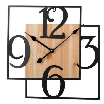 reloj pared metal madera 50x5x50 cm