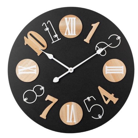 reloj pared metal madera 60x5x60 cm
