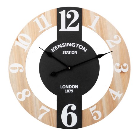 reloj pared metal madera 60x5x60 cm