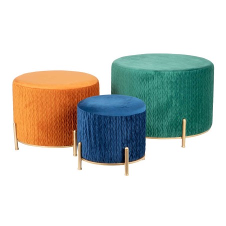 set 3 puffs velvet 60x60x44/48x48x39/36x36x34 cm