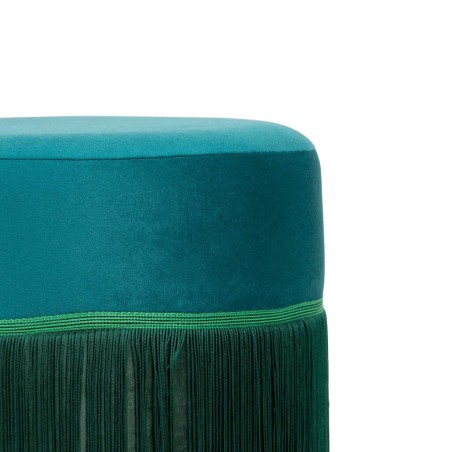 puff velvet con flecos 31x31x38 cm