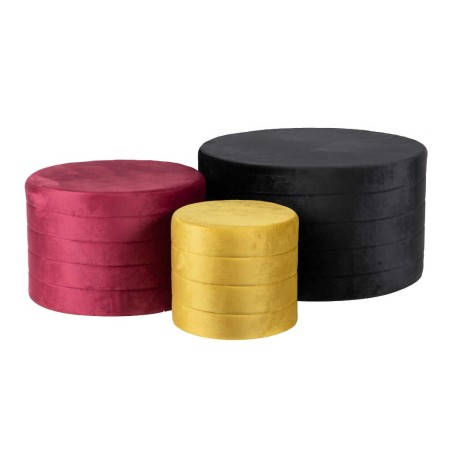 set 3 puffs velvet 80x80x45/60x60x40/40x40x35 cm