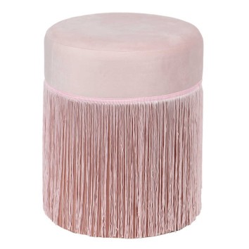 puff velvet con flecos 31x31x38 cm