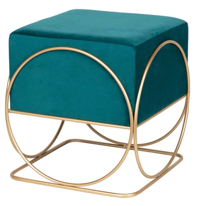 set 2 puffs velvet c/base metal 46x46x49/36x36x39 