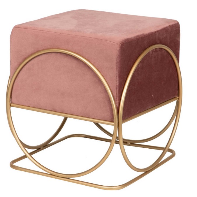 set 2 puffs velvet c/base metal 46x46x49/36x36x39 