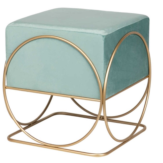 set 2 puffs velvet c/base metal 46x46x49/36x36x39 