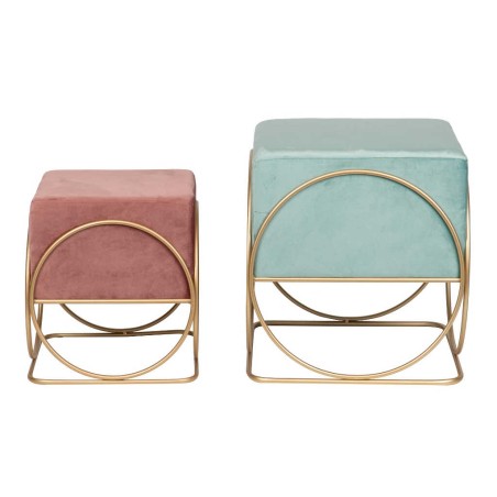set 2 puffs velvet c/base metal 46x46x49/36x36x39 