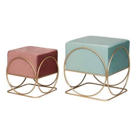 set 2 puffs velvet c/base metal 46x46x49/36x36x39 