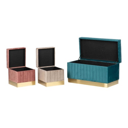 set 3 puffs velvet 80x40x44/36x36x34/36x36x34 cm