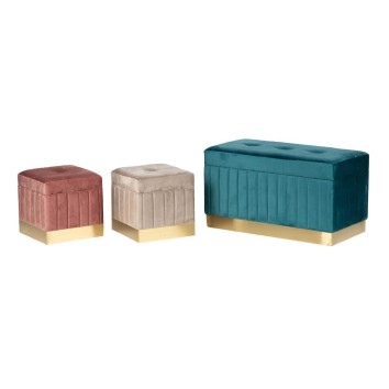 set 3 puffs velvet 80x40x44/36x36x34/36x36x34 cm 2