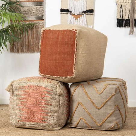 puff tejido a mano 40x40x40 cm