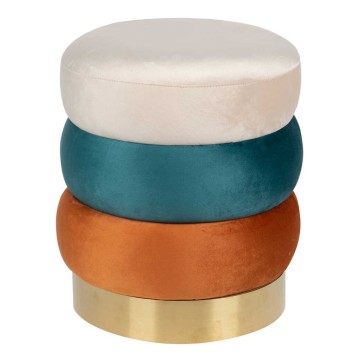 puff velvet con base metal 40x40x43 cm