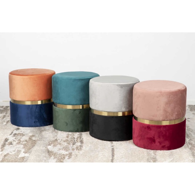 puff velvet metal 40x40x45 cm