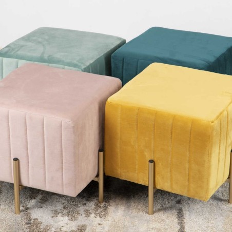 puff velvet con patas metal 40x40x41 cm