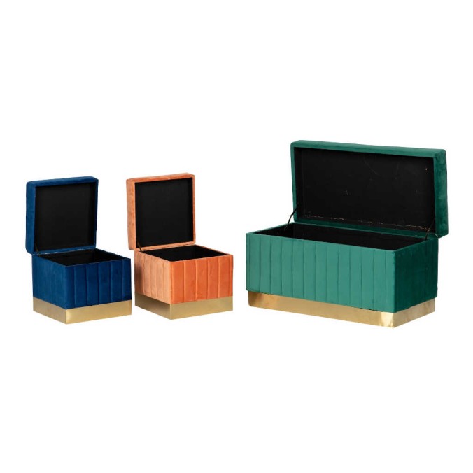 set 3 puffs velvet 80x40x44/36x36x34/36x36x34 cm