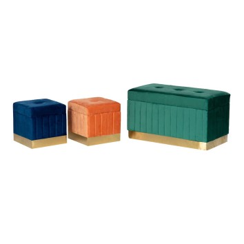 set 3 puffs velvet 80x40x44/36x36x34/36x36x34 cm 2