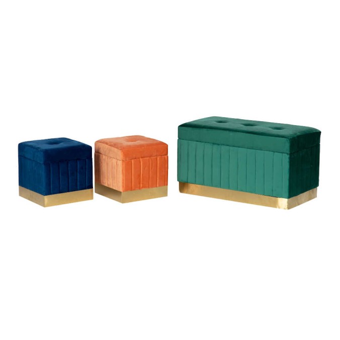 set 3 puffs velvet 80x40x44/36x36x34/36x36x34 cm