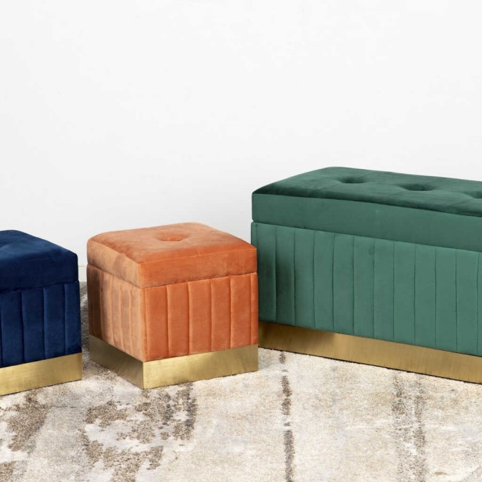 set 3 puffs velvet 80x40x44/36x36x34/36x36x34 cm