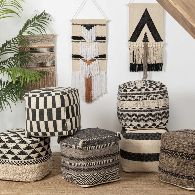 puff tejido a mano 40x40x40 cm