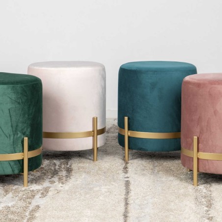 puff velvet con patas metal 35x35x40 cm