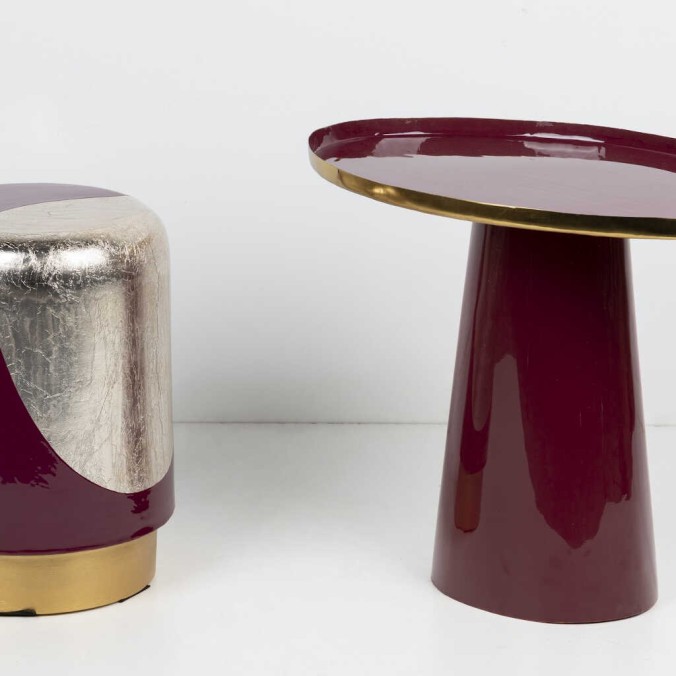 taburete / mesa aux. metal granate 30x30x40 cm