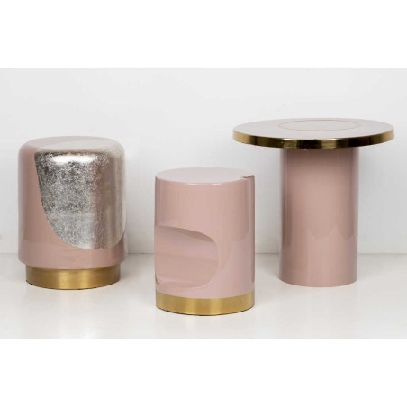 taburete / mesa aux. metal rosa 34x34x45 cm
