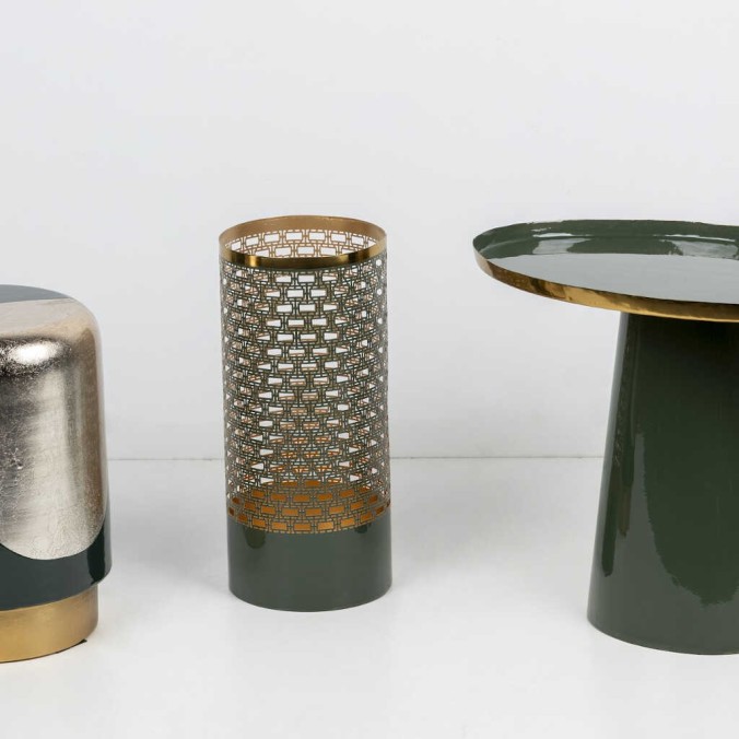 taburete / mesa aux. metal verde 30x30x40 cm