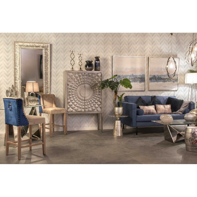 taburete cocina azul-gris c/tirador 48x53x104cm