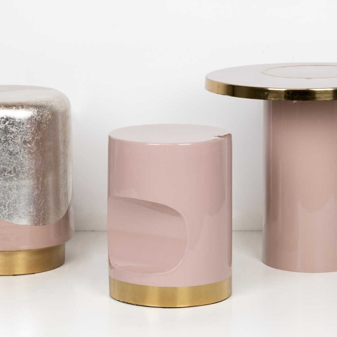 taburete metal rosa 30x30x40 cm