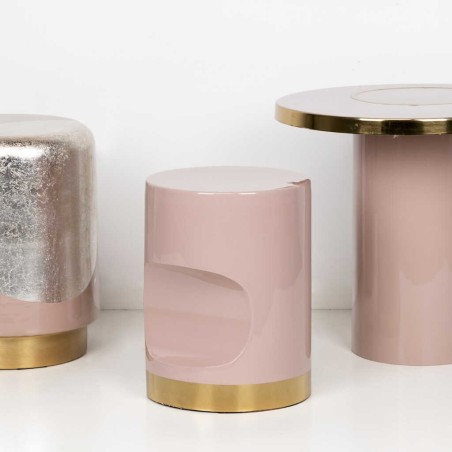 taburete metal rosa 30x30x40 cm