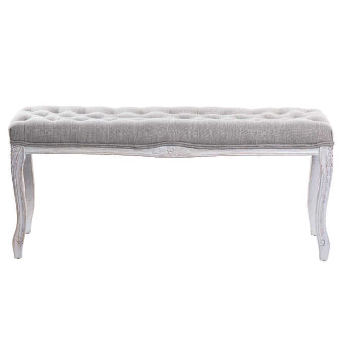 pie cama lino beige capit. patas mad. 110x36x47 cm pie cama lino beige capit. patas mad. 110x36x47 cm
