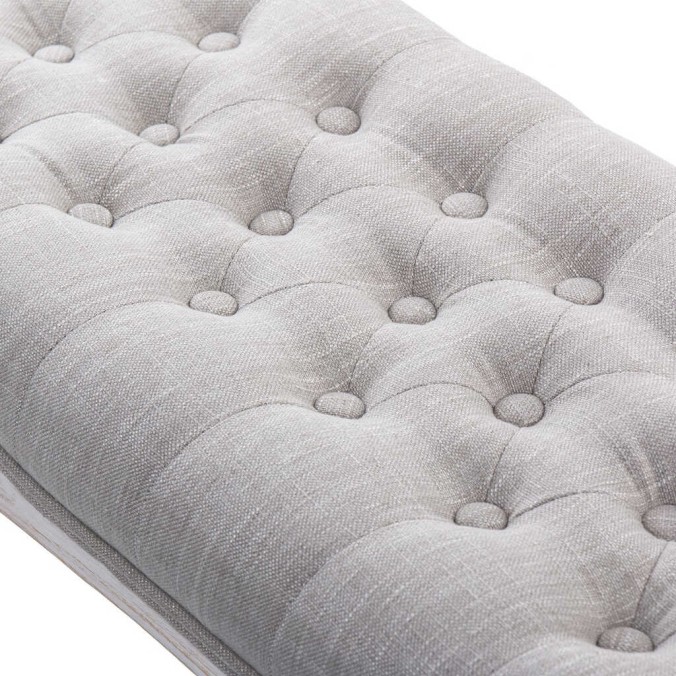 pie cama lino beige capit. patas mad. 110x36x47 cm pie cama lino beige capit. patas mad. 110x36x47 cm