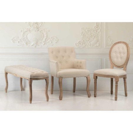 pie cama lino beige capit. patas mad. 110x36x48cm