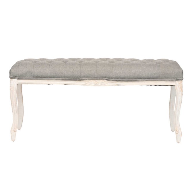 pie cama lino gris capit. patas mad. 110x36x47 cm