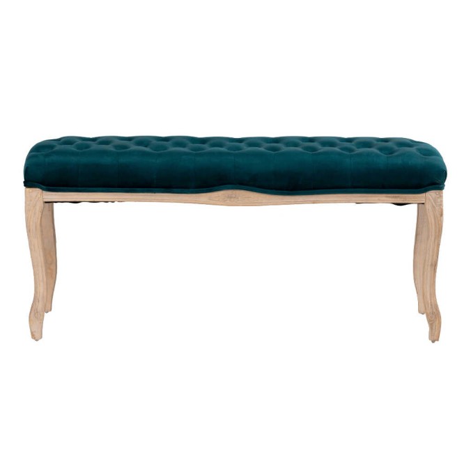 pie cama velvet capitone patas madera 110x36x47 cm