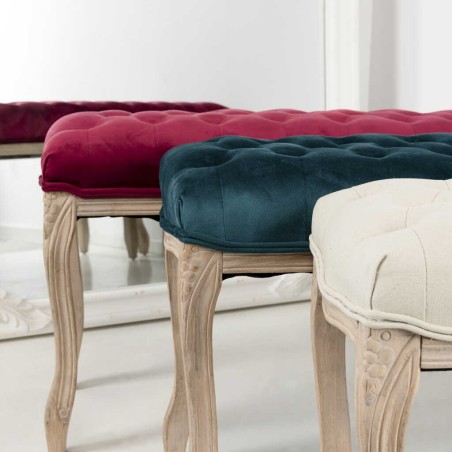 pie cama velvet capitone patas madera 110x36x47 cm