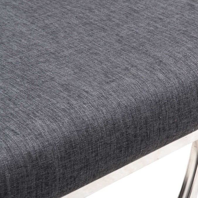 pie de cama inox. cromo y lino negro 142x46x46 cm