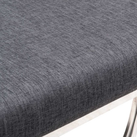 pie de cama inox. cromo y lino negro 142x46x46 cm