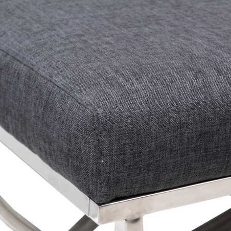 pie de cama inox. cromo y lino negro 142x46x46 cm