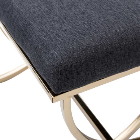 pie de cama inox. dorado y lino negro 142x46x46 cm