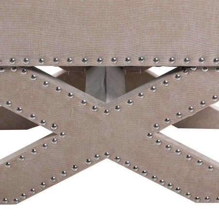 pie de cama velvet beige con tachuelas 62x42x37 cm