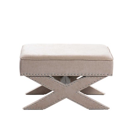 pie de cama velvet beige con tachuelas 62x42x37 cm