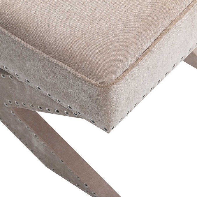 pie de cama velvet beige con tachuelas 62x42x37 cm pie de cama velvet beige con tachuelas 62x42x37 cm